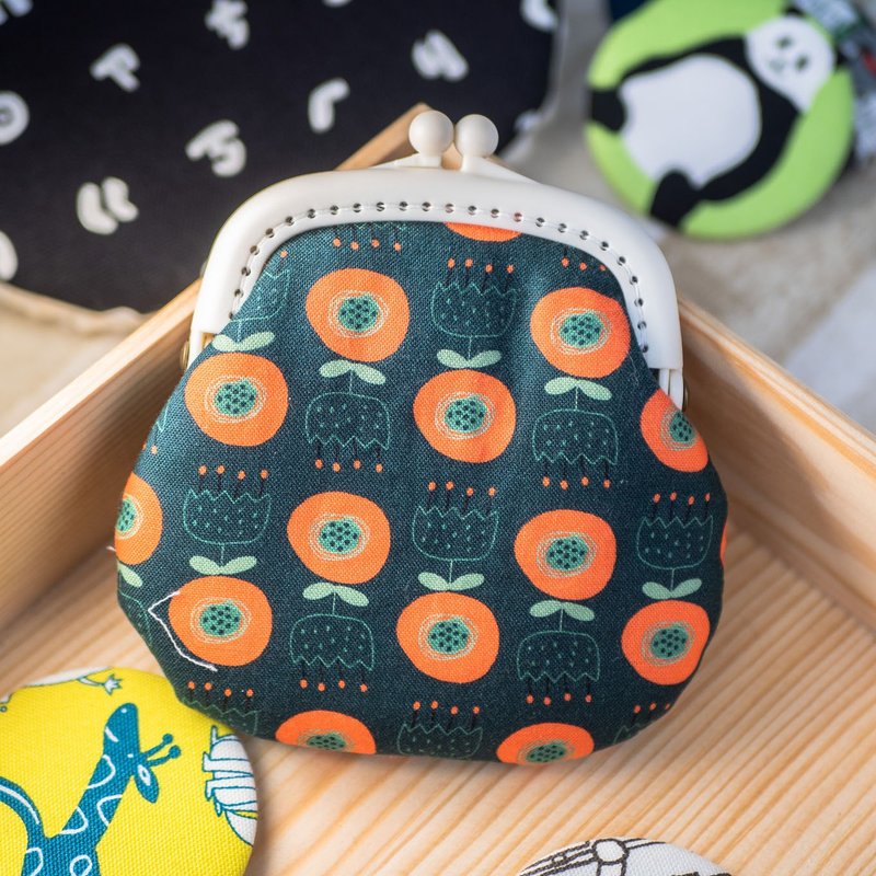 [Small Orange Tulip] Coin Purse#小口金包#可愛#日系#Storage - Coin Purses - Cotton & Hemp Green