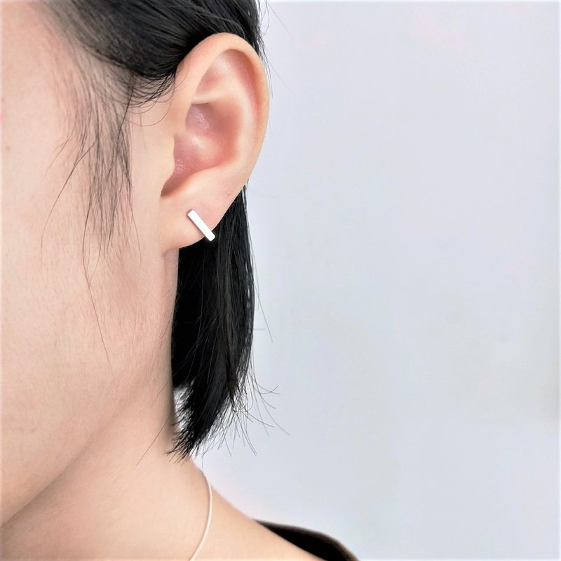 │Simple│Small bricks•Light earrings•Pure silver earrings - ต่างหู - เงินแท้ 