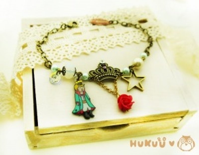 § HUKUROU§ Little Prince Crown Rose Bracelet (Bronze / Gold) - Bracelets - Plastic 