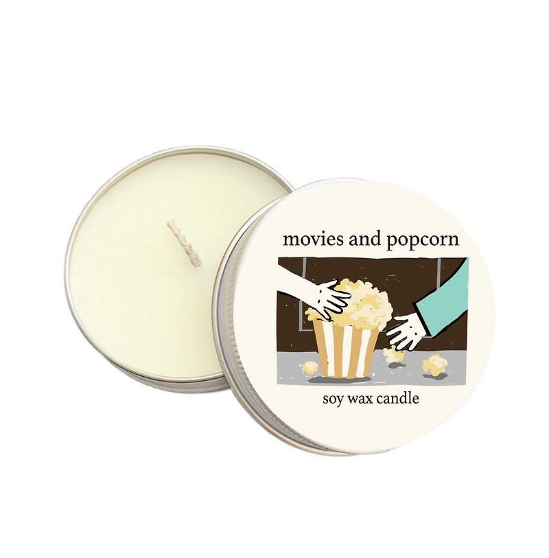 Summerstuff.marine - Movies and popcorn soy wax candles (60g.) - เทียน/เชิงเทียน - ขี้ผึ้ง สีน้ำเงิน