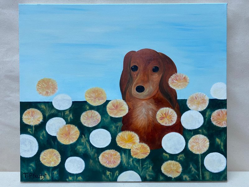 Customized/Dachshund and Dandelion/Oil Painting/Art Decoration - Posters - Linen 