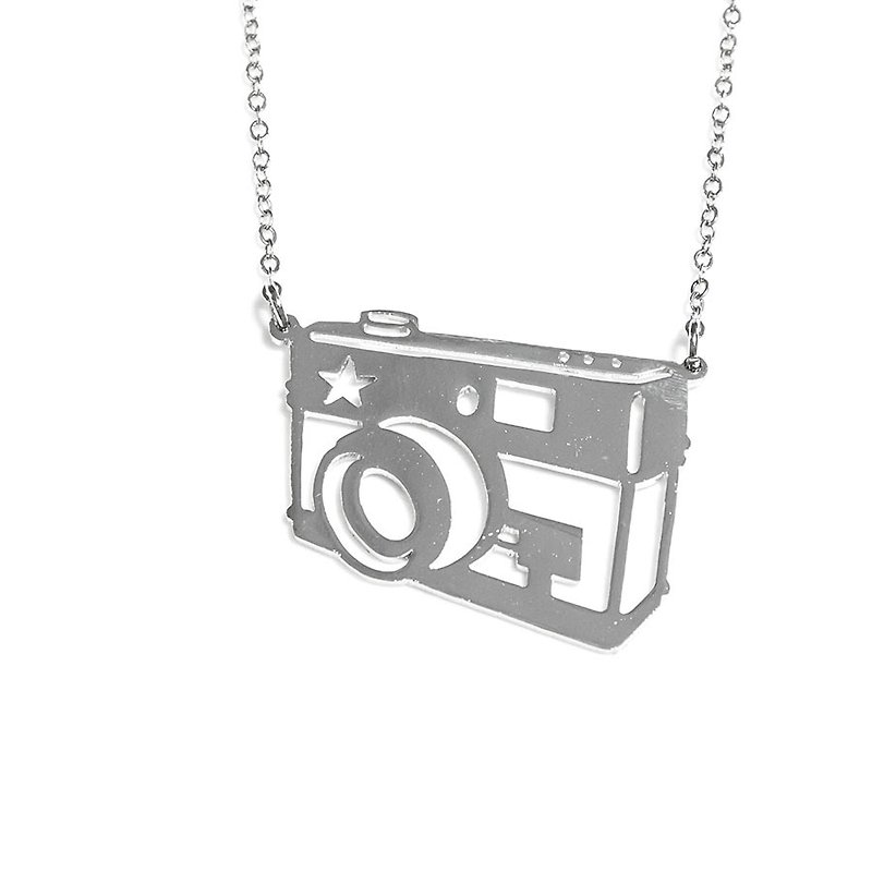 Graphic small cute camera pendant - Necklaces - Other Metals Silver