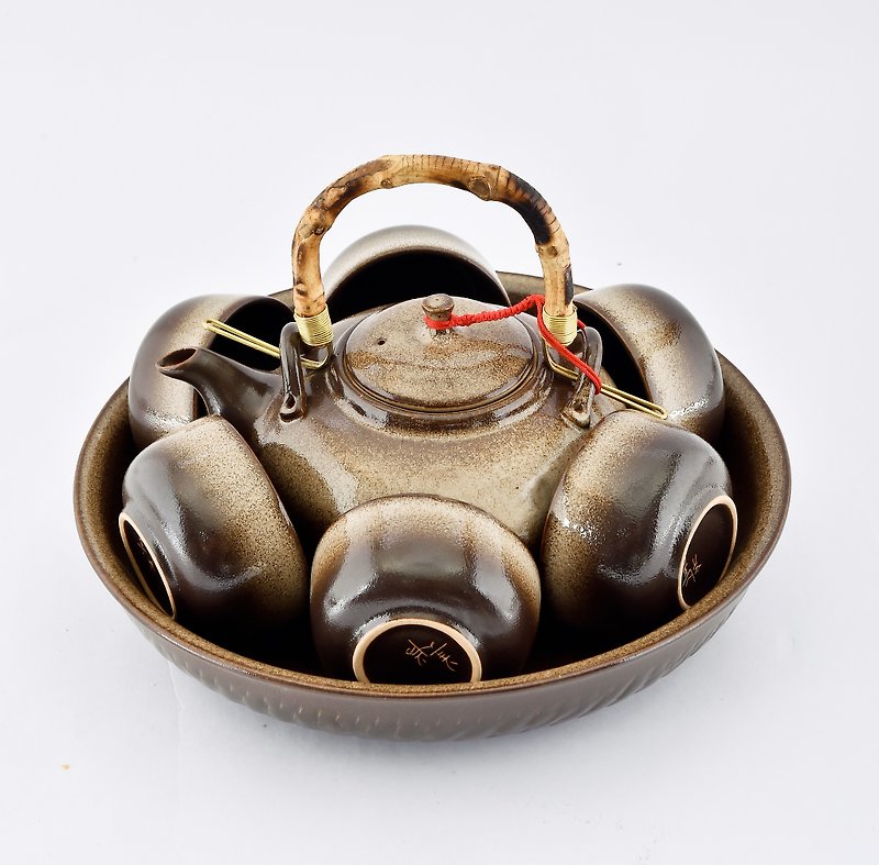 美濃窯 | 古色茶具組 - 茶壺/茶杯/茶具 - 陶 咖啡色