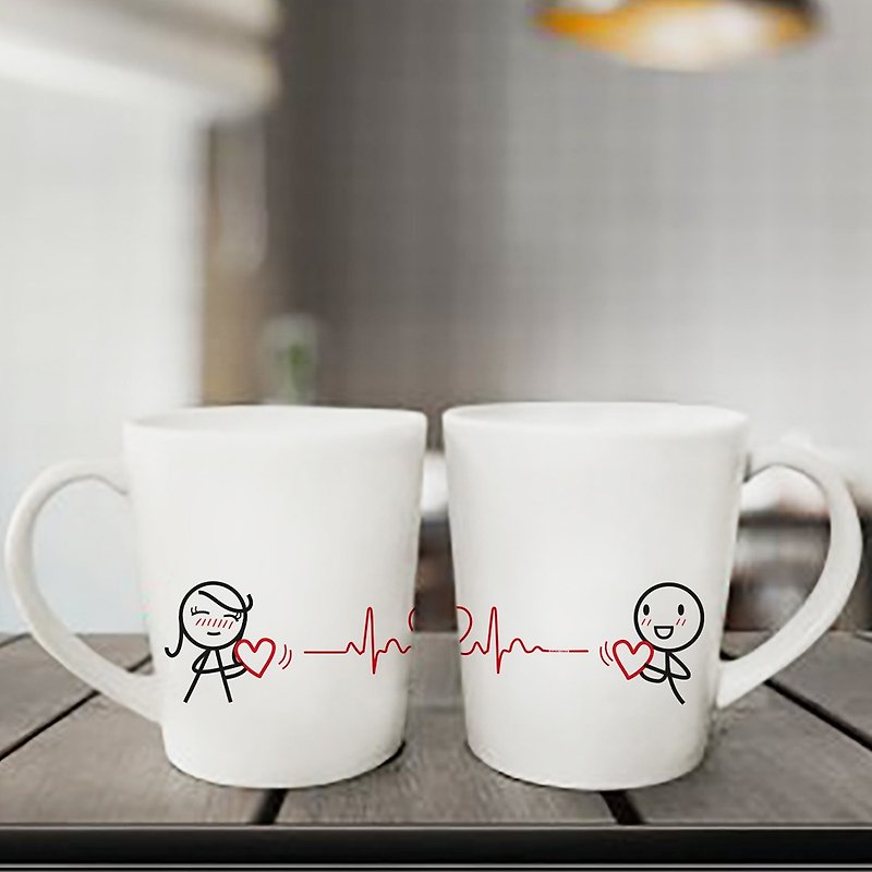 HEART BEAT FOR YOU  Coffee Mugs by HUMAN TOUCH - Mugs - Clay White