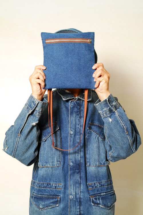 RED CAPACITY 承載體 開學季 DENIM-手做拉鍊丹寧牛仔帆布隨身斜側揹/相機/收納包