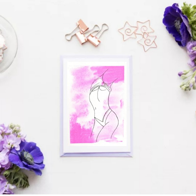 Watercolor Original Naked Women Room Decor Painting Drawing Pencil