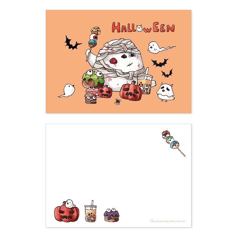 【ポストカード-ハロウィンマフィン】-Halloween/ハロウィン/かぼちゃ/文鳥/かわいい/動物 - カード・はがき - 紙 