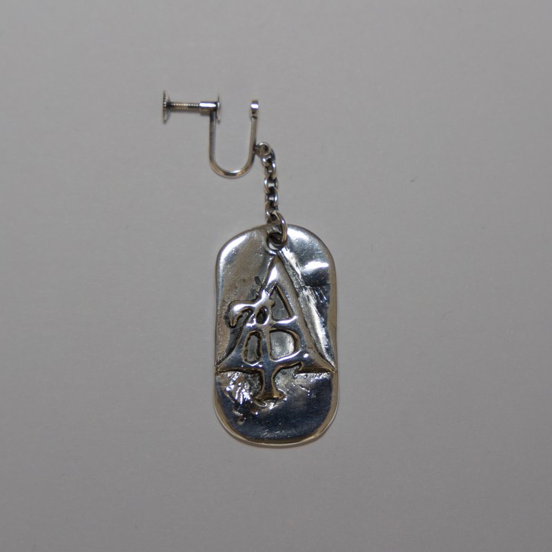 純銀 耳環/耳夾 銀色 - Dog tag Earring  silver925