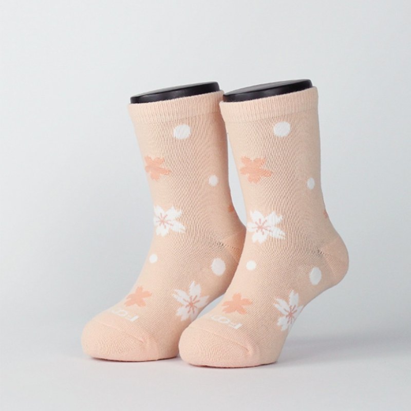 【FOOTER】Sakura full bloom socks (children-K240) - Socks - Cotton & Hemp Multicolor