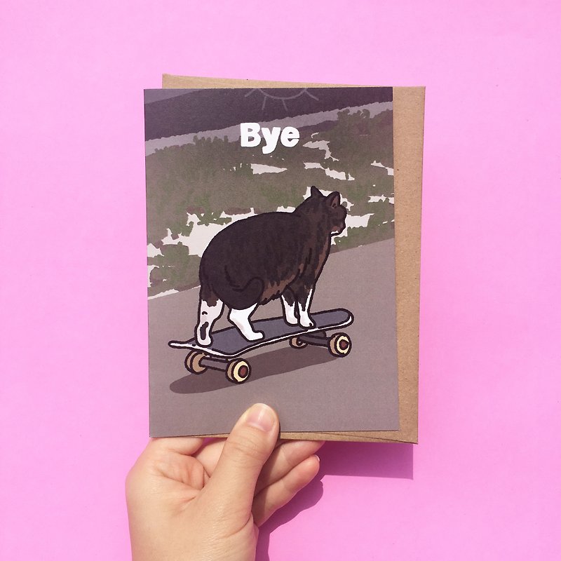 Greeting Card - BYE skateboard cat meme - 心意卡/卡片 - 紙 