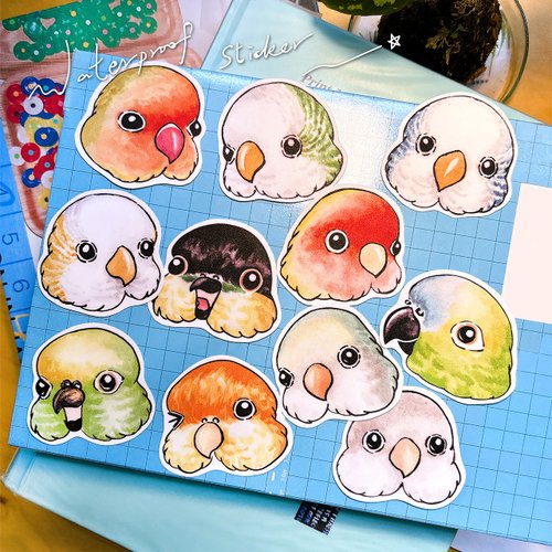鸚味日誌ParrotDaylife 防水貼紙 / 鸚鵡大頭系列防水貼紙 藍色版面