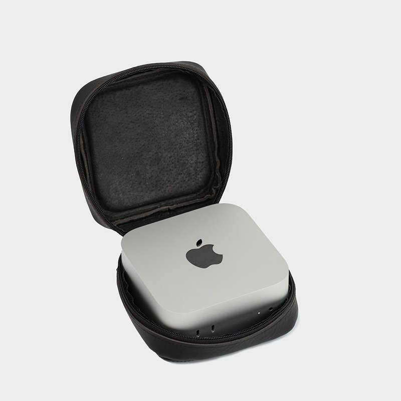 Leather Travel Case for Mac Mini | Protective Case for Mac Mini M4/M4 Pro - อุปกรณ์เสริมคอมพิวเตอร์ - หนังแท้ สีดำ