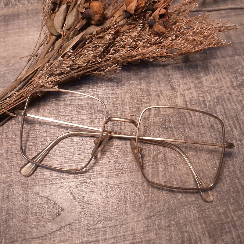 老骨頭 金色金屬方型鏡框A2 vintage - 眼鏡/眼鏡框 - 其他金屬 金色