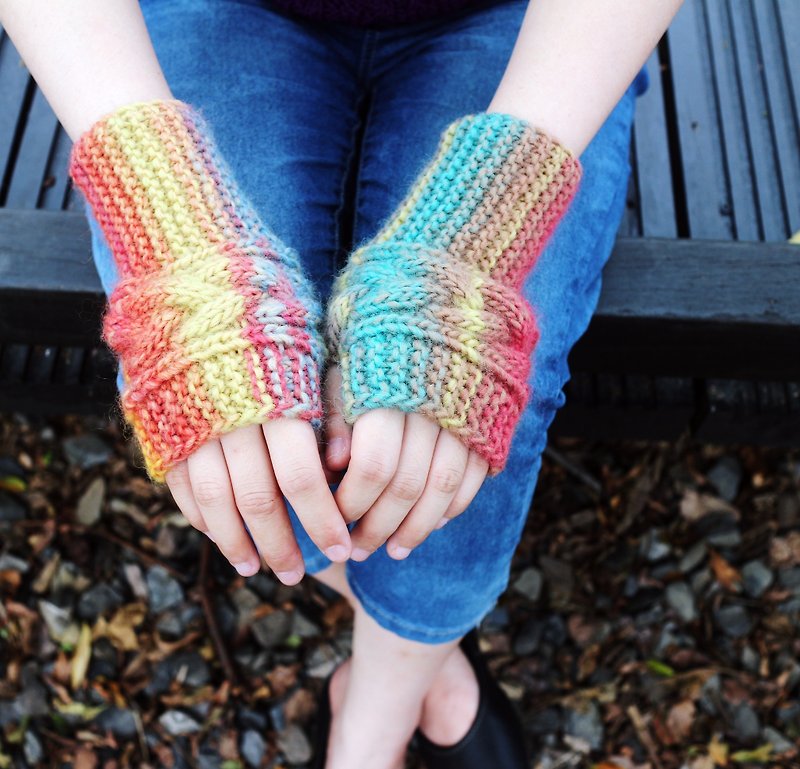 ChiChi Handmade-Happy and Colorful-Wool Hand Knitted Gloves - Gloves & Mittens - Wool Multicolor
