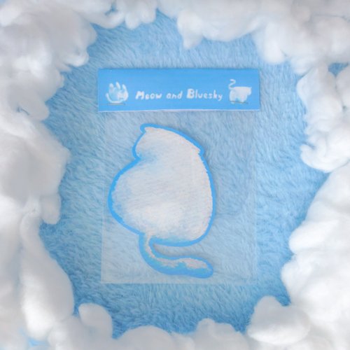 meow-and-bluesky (Meow and Bluesky) Sticker flake Meowmeow Cloud back side