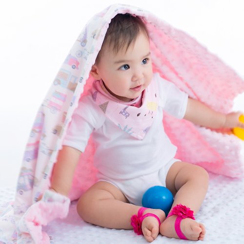 Cutie Bella 美好生活精品館 Minky多功能 點點顆粒 攜帶毯嬰兒毯冷氣毯被 粉色-汽車
