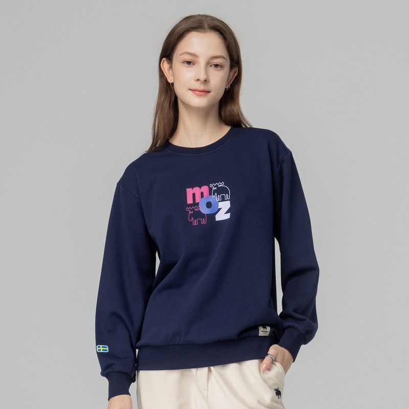 moz Swedish Letter Moose 100% Cotton University T-Navy Blue (Asian Version) Women's Model - Unisex Hoodies & T-Shirts - Cotton & Hemp Blue