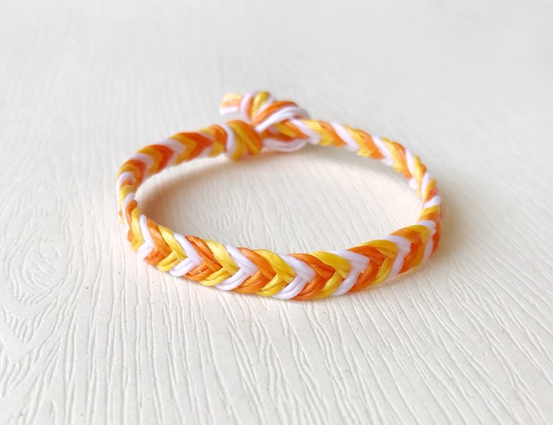 Joyful color-silk Wax thread / hand-knitted bracelet - Bracelets - Waterproof Material Orange