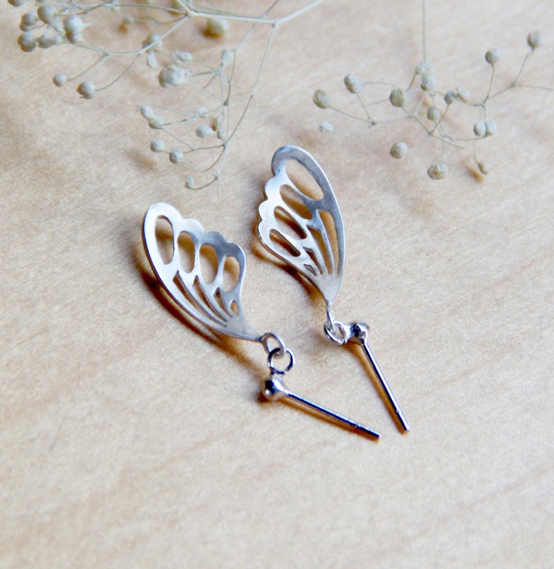 Silver Butterfly Series- Silver Butterfly Light Dance-925 sterling silver hand-made earrings free change to clip-on silver gift packaging - Earrings & Clip-ons - Other Metals Silver