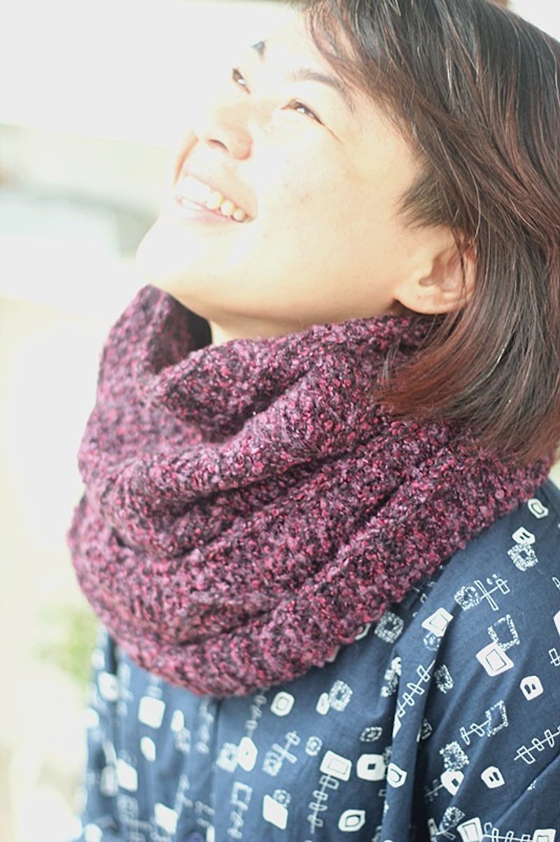Good Day Handmade] Handmade. Woven knit woolen scarf / Christmas present - Hats & Caps - Other Materials Purple