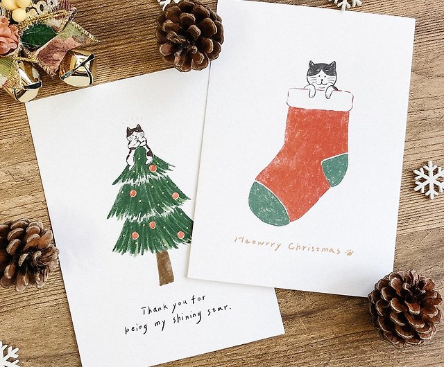 イラスト手書きカードクリスマス すべてに21年のカレンダーを与えるためのクリスマスギフトパッケージが付属しています ショップ ミス 黒と白 カード はがき Pinkoi