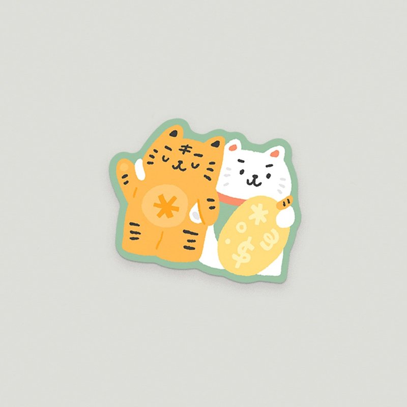 Lucky Cats (Waterproof heavy-duty sticker) - 貼紙 - 塑膠 橘色