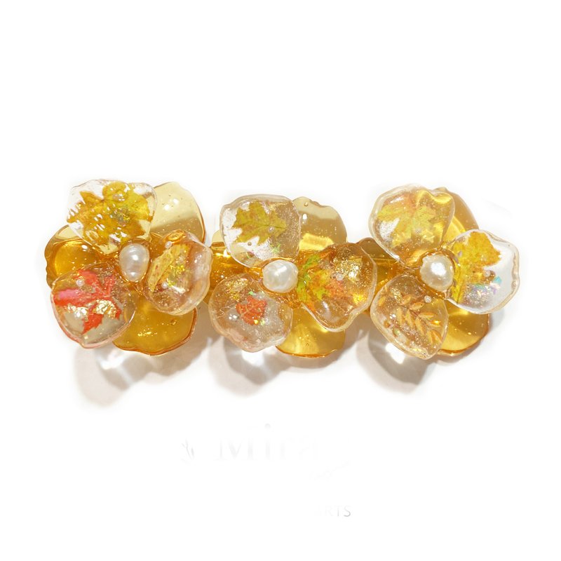 Japanese resin summer jelly floral hair clip. Hair accessories - Hair Accessories - Resin Orange