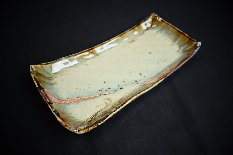 Kiln Fire Changed Ougon series 2024 long square plate - Plates & Trays - Pottery Blue