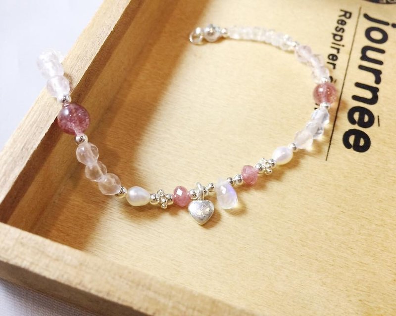 MH sterling silver custom natural stone series _ soulmate - Bracelets - Gemstone Pink