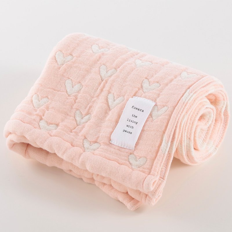 [Japan made today's crepe] six heavy yarn towel - light pink love - Other - Cotton & Hemp 