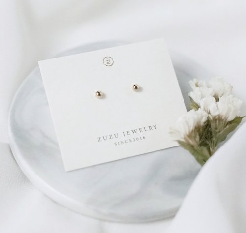 Zuzu Jewelry 簡約小圓珠 抗過敏醫療鋼鍍金耳環 可配戴洗澡