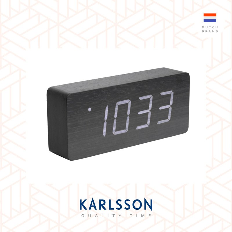 Karlsson, Alarm clock Tube wood veneer dark wood LED - Clocks - Wood Black