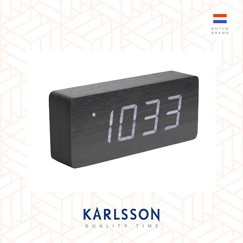 Ur Lifestyle Karlsson, 黑色木紋LED白鬧鐘(大) Alarm clock Tube wood veneer
