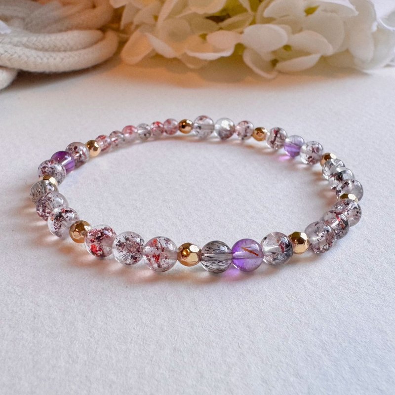 超七 小高品金草莓晶 | 三輪骨幹 | 水晶手鍊 - 手鍊/手環 - 寶石 多色