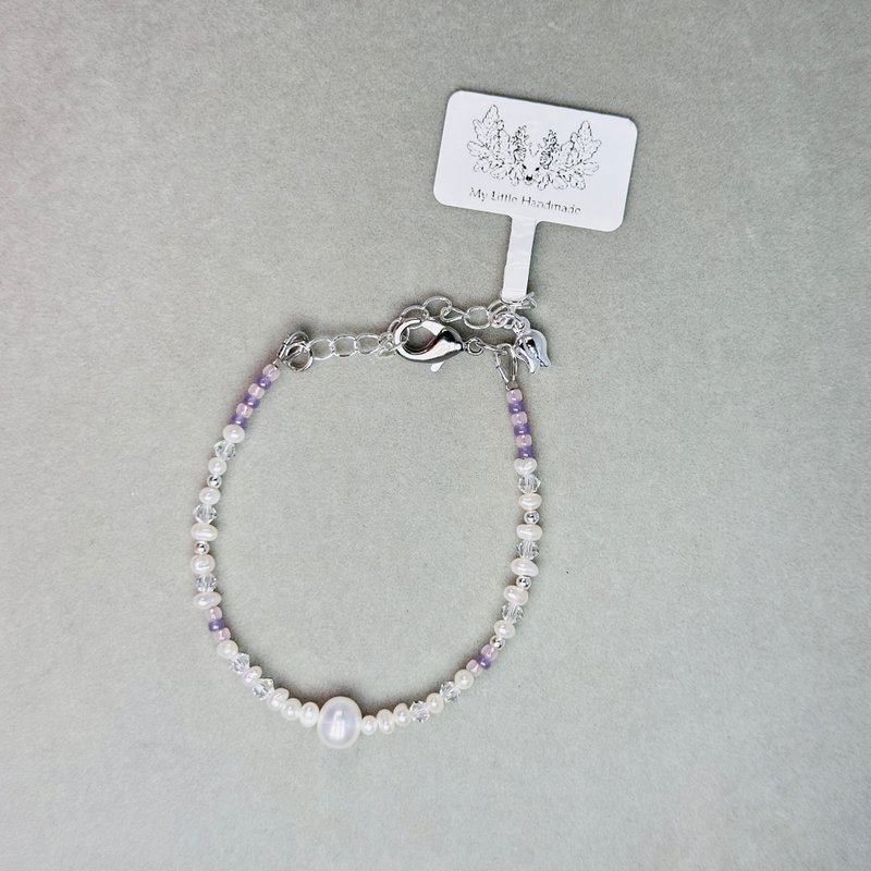 Natural freshwater pearl + Swarovski crystal bracelet JW34H-002 - Bracelets - Pearl Multicolor