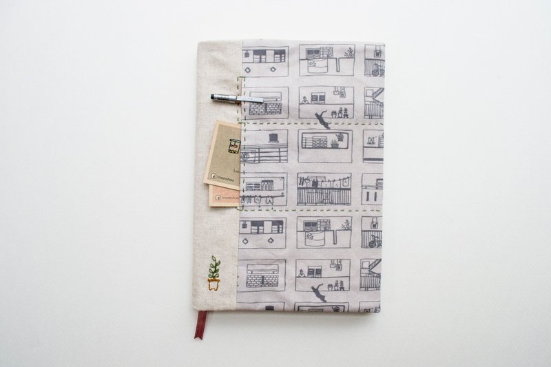 Singapore HDB apartments - adjustable A5 fabric bookcover - 書衣/書套 - 棉．麻 灰色