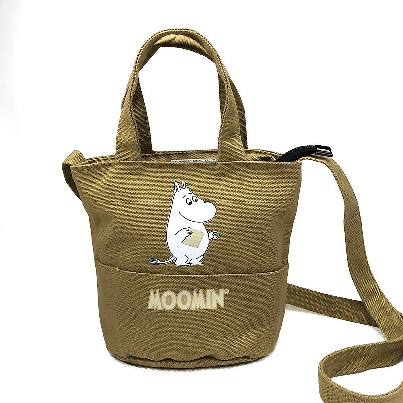 Moomin嚕嚕米授權-迷你包(卡其),AE03 - 側背包/斜孭袋 - 棉．麻 白色