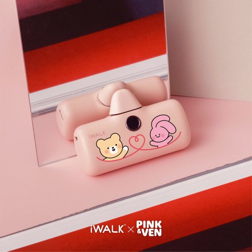 Guxon｜iWALK 臺灣總代理 【PINK&VEN x iWALK 聯名款】五代PRO閃充直插式行動電源-Wh標示