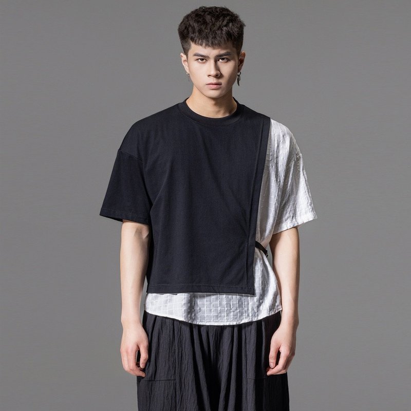 Summer holiday two short-sleeved T-shirt vertical leisure men's jacket - Men's T-Shirts & Tops - Other Materials 