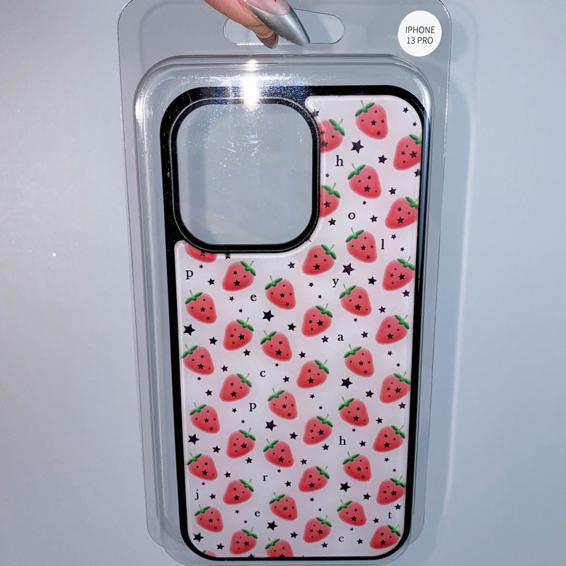 Strawberry Star Glass Bumper iPhone Case - Phone Cases - Other Materials White