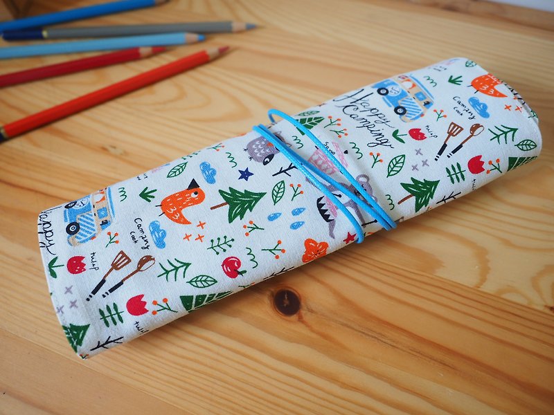Handmade pencil roll case, tool roll, wrap case - Pencil Cases - Cotton & Hemp Multicolor