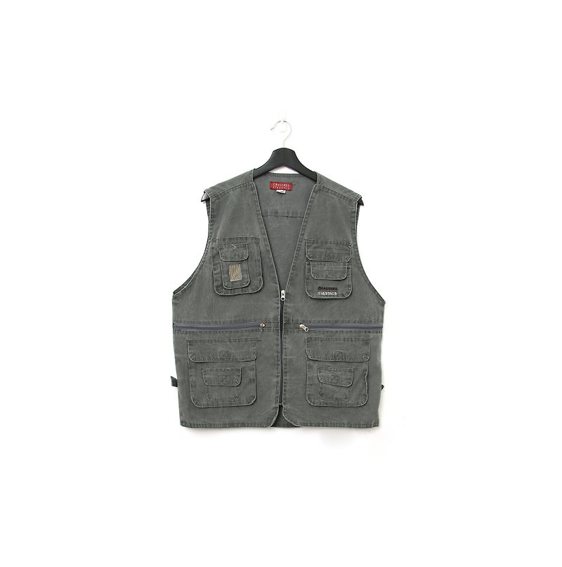 Back to Green-Retro spring/summer vest basic military green/vintage vest - เสื้อกั๊กผู้ชาย - เส้นใยสังเคราะห์ 