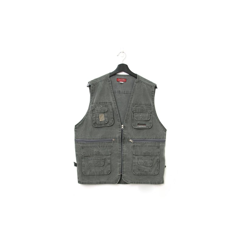 Back to Green-Retro spring/summer vest basic military green/vintage vest - เสื้อกั๊กผู้ชาย - เส้นใยสังเคราะห์ 