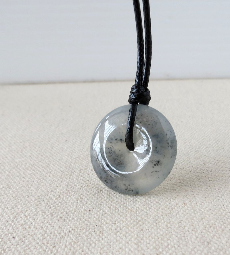 Black snow ice [Ping] wishful black-emerald necklace Korea Wax line*GH04*Lucky, anti-villain - สร้อยคอยาว - เครื่องเพชรพลอย สีเทา