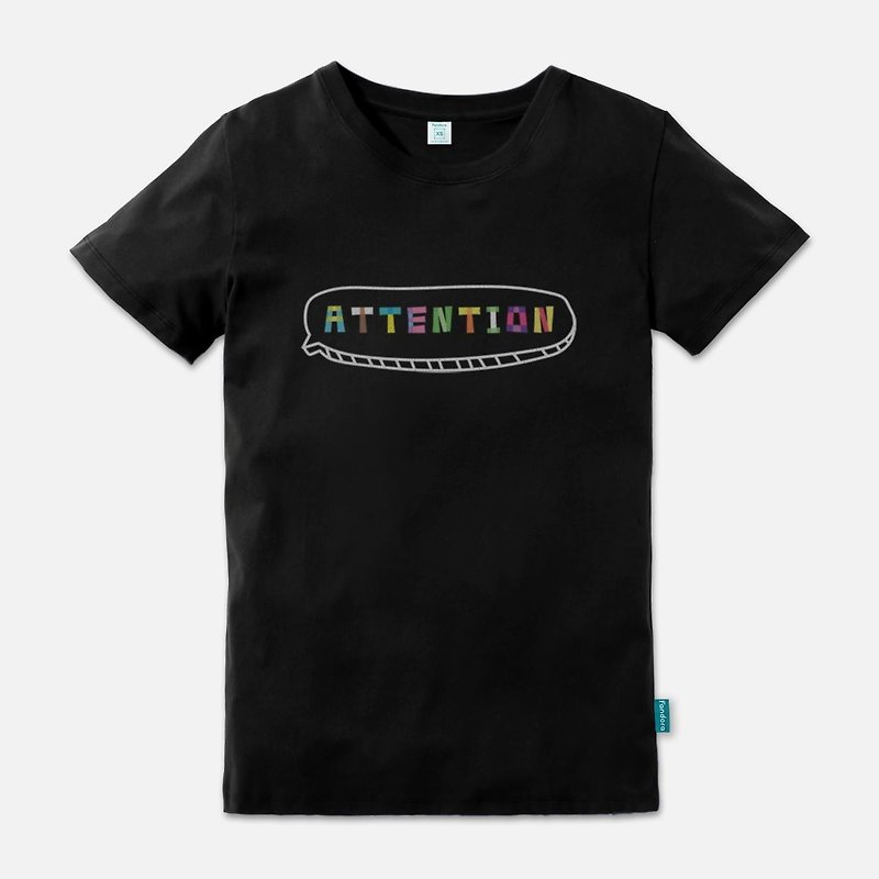 attention! - 中性版短袖T-shirt - 中性衛衣/T 恤 - 棉．麻 黑色