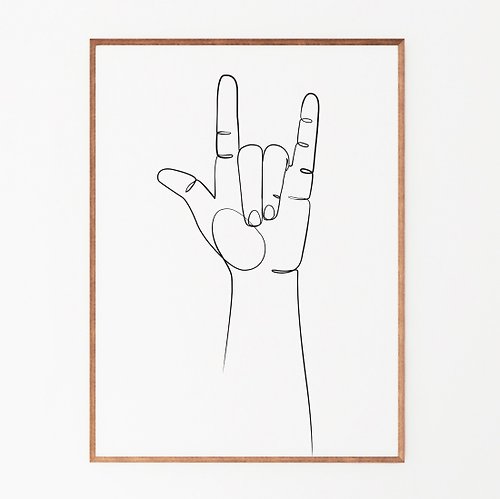 Nataletado Rock hand art print, Rock line art, Hand gesture sign print, Printable wall art