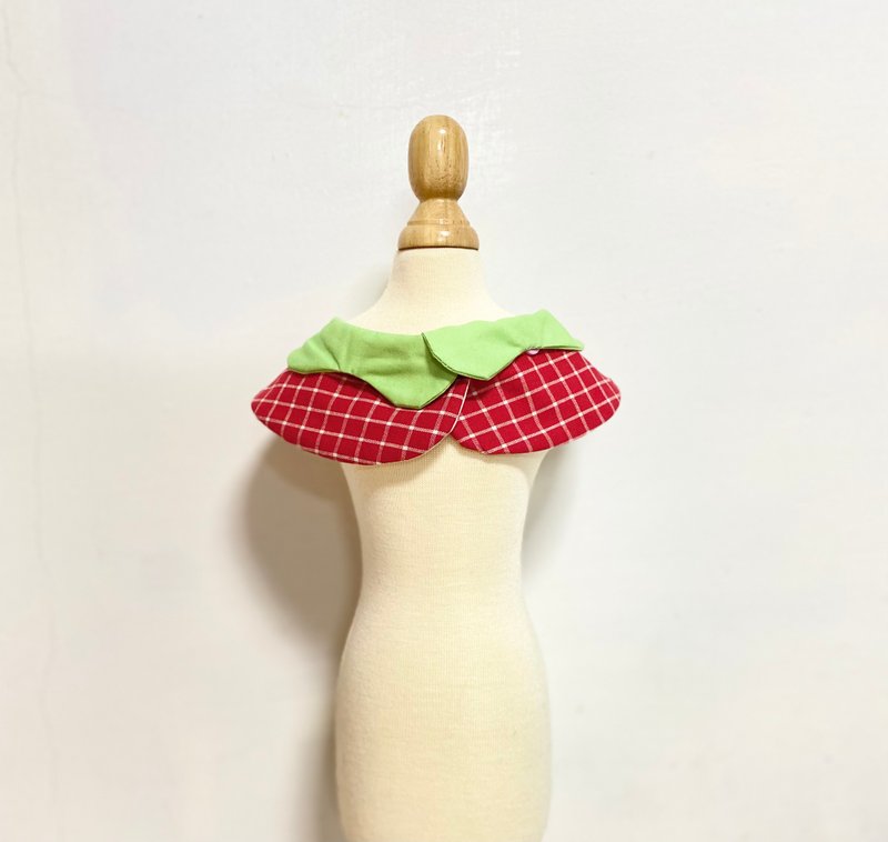 Donut Frosting Lapel Scarf _ Plaid Strawberry - Clothing & Accessories - Cotton & Hemp Red