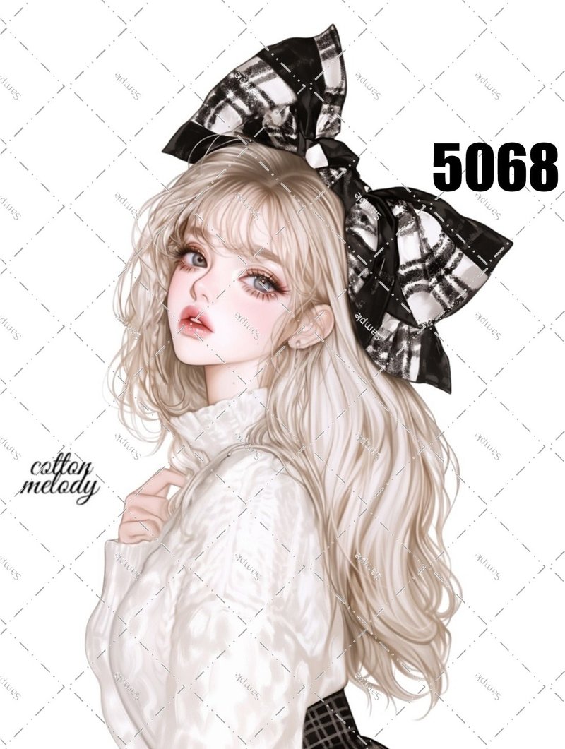 original sticker no.5068 人物ステッカー オリジナルステッカー オリジナル人物ステッカー 装飾ステッカー cotton melody - 貼紙 - 紙 