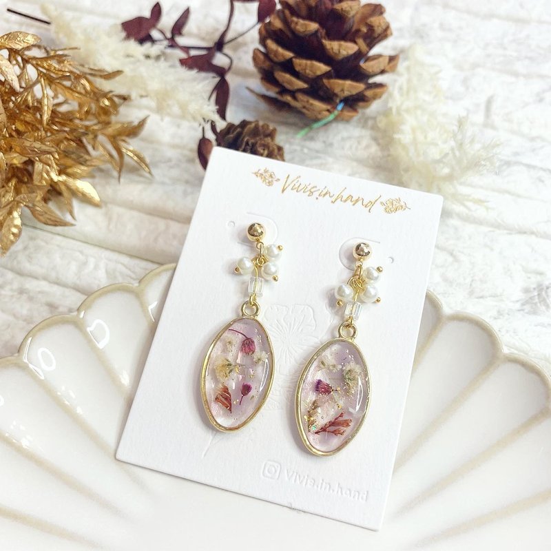 Pressed Pearl Earrings - ต่างหู - โลหะ สีใส