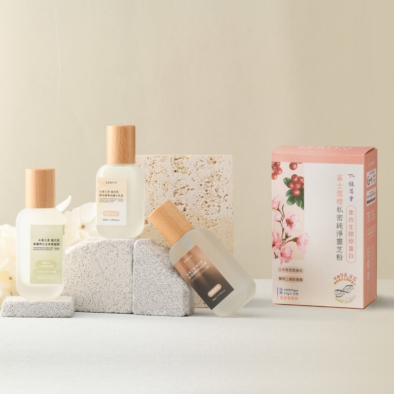 永春之泉 拋光肌【十天有感內服外敷】凝膠X凝露X水乳液X膠原1盒 - 其他 - 濃縮/萃取物 白色